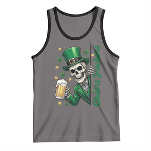 Cheers Fuckers St Patricks Day Tank Top Funny Skeleton Drinking Beer TS14 Deep Heather Black Print Your Wear