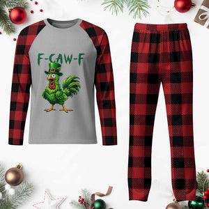 Funny St Patricks Day Lucky Chicken Plaid Pajama Set F Caw F TS14 Buffalo Plaid Print Your Wear