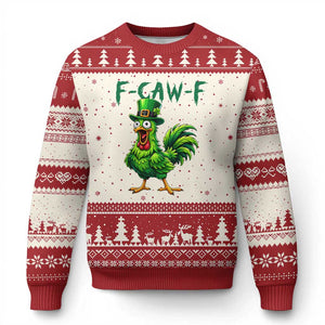 Funny St Patricks Day Lucky Chicken Ugly Christmas Sweater F Caw F TS14 Beige Red Print Your Wear