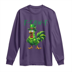 Funny St Patricks Day Lucky Chicken Long Sleeve Shirt F Caw F TS14 Purple Print Your Wear