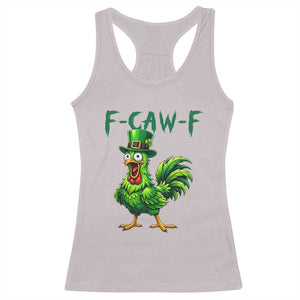 Funny St Patricks Day Lucky Chicken Racerback Tank Top F Caw F TS14 Ice Gray Print Your Wear