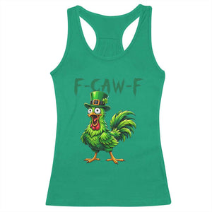 Funny St Patricks Day Lucky Chicken Racerback Tank Top F Caw F TS14 Irish Green Print Your Wear