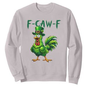 Funny St Patricks Day Lucky Chicken Sweatshirt F Caw F TS14 Ice Gray Print Your Wear