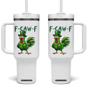 Funny St Patricks Day Lucky Chicken Tumbler With Handle F Caw F TS14 One Size: 40 oz White Print Your Wear