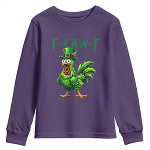 Funny St Patricks Day Lucky Chicken Youth Sweatshirt F Caw F TS14 Purple Print Your Wear