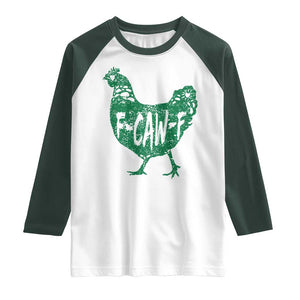F Caw F Lucky Chicken Raglan Shirt Funny St Patricks Day TS14 White Dark Forest Green Print Your Wear