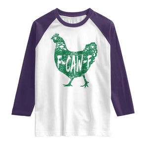 F Caw F Lucky Chicken Raglan Shirt Funny St Patricks Day TS14 White Purple Print Your Wear