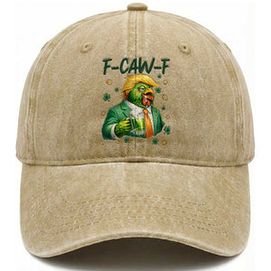 Funny Trump Chicken St Patricks Day Washed Cotton Baseball Cap F Caw F Lucky Irish TS14 Washed Cap Universal Fit Khaki Print Your Wear