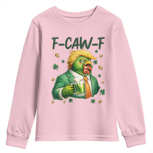Funny Trump Chicken St Patricks Day Youth Sweatshirt F Caw F Lucky Irish TS14 Light Pink Print Your Wear