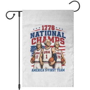 1776 National Champs Garden Flag Patriotic Founding Fathers Basketball Undefeated America