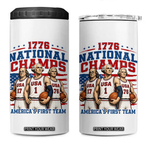 1776 National Champs 4 in 1 Can Cooler Tumbler Patriotic Founding Fathers Basketball Undefeated America