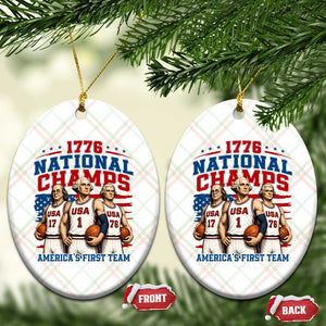 1776 National Champs Ceramic Ornament Patriotic Founding Fathers Basketball Undefeated America