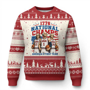1776 National Champs Ugly Christmas Sweater Patriotic Founding Fathers Basketball Undefeated America