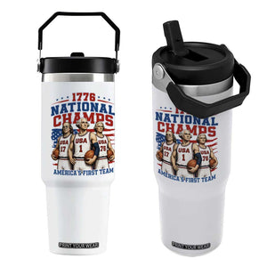 1776 National Champs Flip Straw Tumbler Patriotic Founding Fathers Basketball Undefeated America
