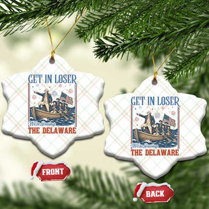 Get In Loser We're Crossing The Delaware Meme Ceramic Ornament Patriotic American History Independence Day