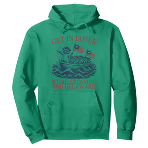 Get In Loser We’re Crossing The Delaware Hoodie Funny Raccoon Meme 4th of July