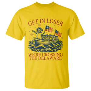 Get In Loser We’re Crossing The Delaware T Shirt Funny Raccoon Meme 4th of July