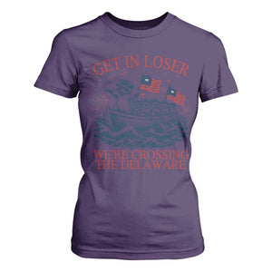 Get In Loser We’re Crossing The Delaware T Shirt For Women Funny Raccoon Meme 4th of July