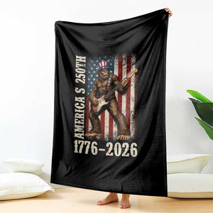 250 Years America Anniversary Throw Blanket Patriotic Bigfoot Playing Guitar 4th Of July TS14 Print Your Wear