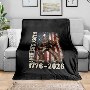 250 Years America Anniversary Throw Blanket Patriotic Bigfoot Playing Guitar 4th Of July TS14 Print Your Wear