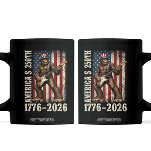 250 Years America Anniversary Coffee Mug Patriotic Bigfoot Playing Guitar 4th Of July TS14 Black Print Your Wear