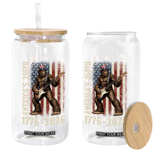 250 Years America Anniversary Glass Can Patriotic Bigfoot Playing Guitar 4th Of July TS14 Print Your Wear