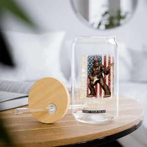 250 Years America Anniversary Glass Can Patriotic Bigfoot Playing Guitar 4th Of July TS14 Print Your Wear