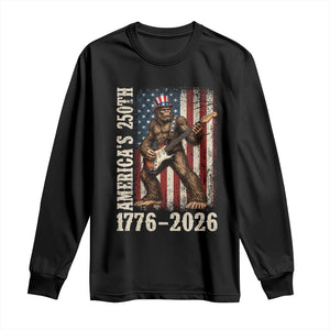 250 Years America Anniversary Long Sleeve Shirt Patriotic Bigfoot Playing Guitar 4th Of July TS14 Black Print Your Wear