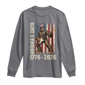 250 Years America Anniversary Long Sleeve Shirt Patriotic Bigfoot Playing Guitar 4th Of July