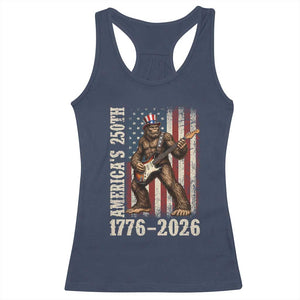 250 Years America Anniversary Racerback Tank Top Patriotic Bigfoot Playing Guitar 4th Of July TS14 Navy Print Your Wear