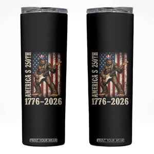 250 Years America Anniversary Skinny Tumbler Patriotic Bigfoot Playing Guitar 4th Of July TS14 Black Print Your Wear