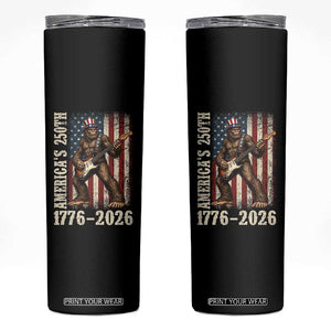 250 Years America Anniversary Skinny Tumbler Patriotic Bigfoot Playing Guitar 4th Of July TS14 Black Print Your Wear