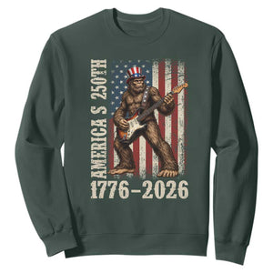 250 Years America Anniversary Sweatshirt Patriotic Bigfoot Playing Guitar 4th Of July