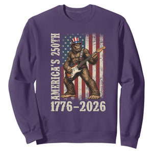 250 Years America Anniversary Sweatshirt Patriotic Bigfoot Playing Guitar 4th Of July TS14 Purple Print Your Wear