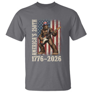 250 Years America Anniversary T Shirt Patriotic Bigfoot Playing Guitar 4th Of July TS14 Charcoal Print Your Wear