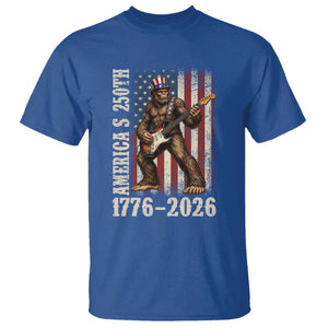 250 Years America Anniversary T Shirt Patriotic Bigfoot Playing Guitar 4th Of July