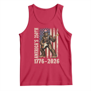 USA 250th Anniversary Tank Top Patriotic Bigfoot Playing Guitar 4th Of July TS14 Red Print Your Wear