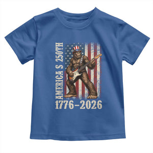 250 Years America Anniversary Toddler T Shirt Patriotic Bigfoot Playing Guitar 4th Of July