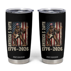 250 Years America Anniversary Tumbler Cup Patriotic Bigfoot Playing Guitar 4th Of July TS14 Black Print Your Wear