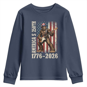 250 Years America Anniversary Youth Sweatshirt Patriotic Bigfoot Playing Guitar 4th Of July