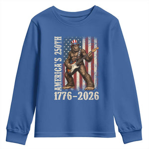 250 Years America Anniversary Youth Sweatshirt Patriotic Bigfoot Playing Guitar 4th Of July TS14 Royal Blue Print Your Wear