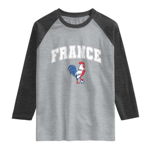 France Flag Gallic Rooster French National Pride Raglan Shirt