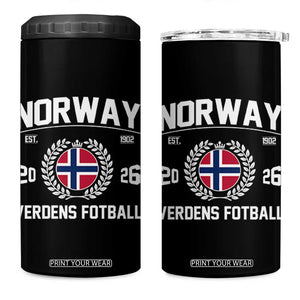 Norway Soccer Football Fan 2026 Norwegian Flag 4 in 1 Can Cooler Tumbler TS14 One Size: 16 oz Black Print Your Wear