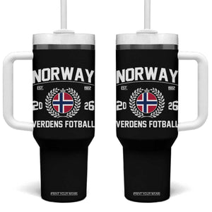 Norway Soccer Football Fan 2026 Norwegian Flag Tumbler With Handle TS14 One Size: 40 oz Black Print Your Wear