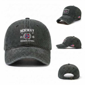 Norway Soccer Football Fan 2026 Norwegian Flag Washed Cotton Baseball Cap