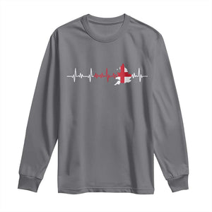 England Heartbeat EKG English Flag Map Long Sleeve Shirt
