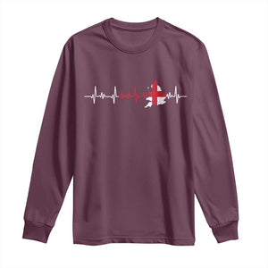 England Heartbeat EKG English Flag Map Long Sleeve Shirt