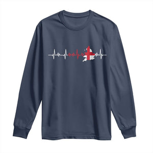 England Heartbeat EKG English Flag Map Long Sleeve Shirt