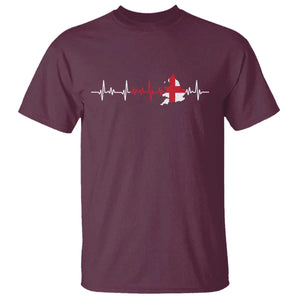 England Heartbeat EKG English Flag Map T Shirt