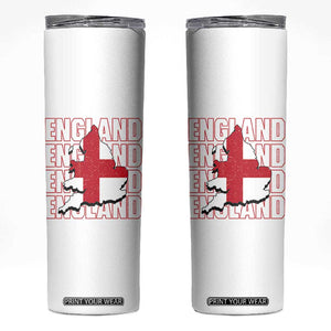 England Map St George's Cross English Roots Skinny Tumbler TS14 White Print Your Wear